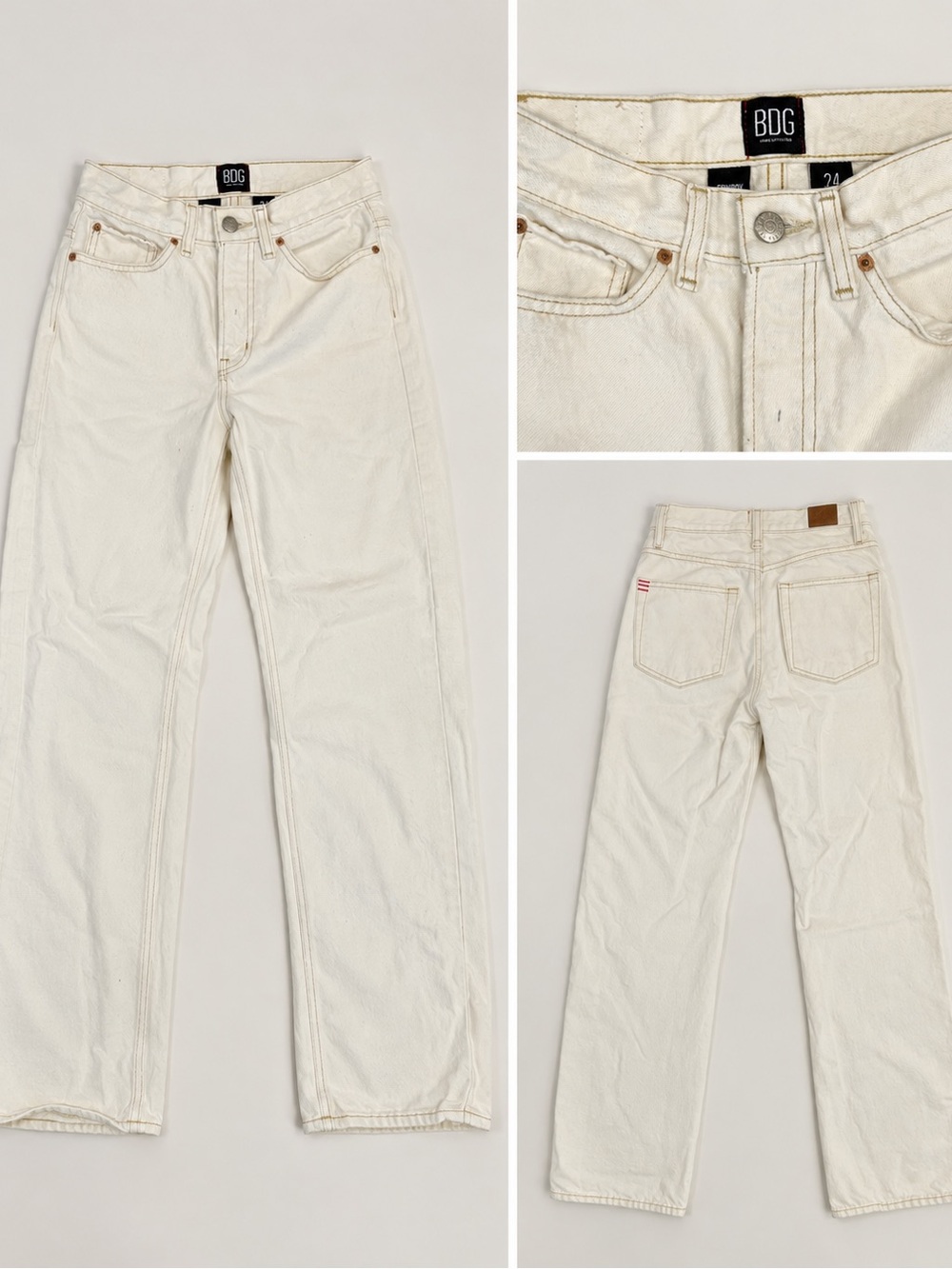 BDG Cowboy Jean - White With Brown Stitching